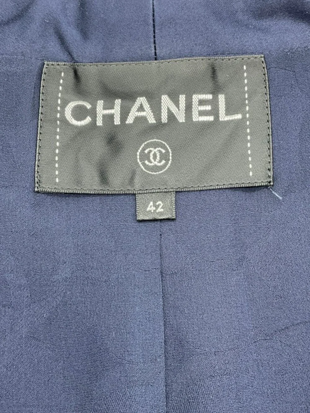 Chanel Navy Blue / Gold Wool Tweed Jacket With Gripoix Buttons